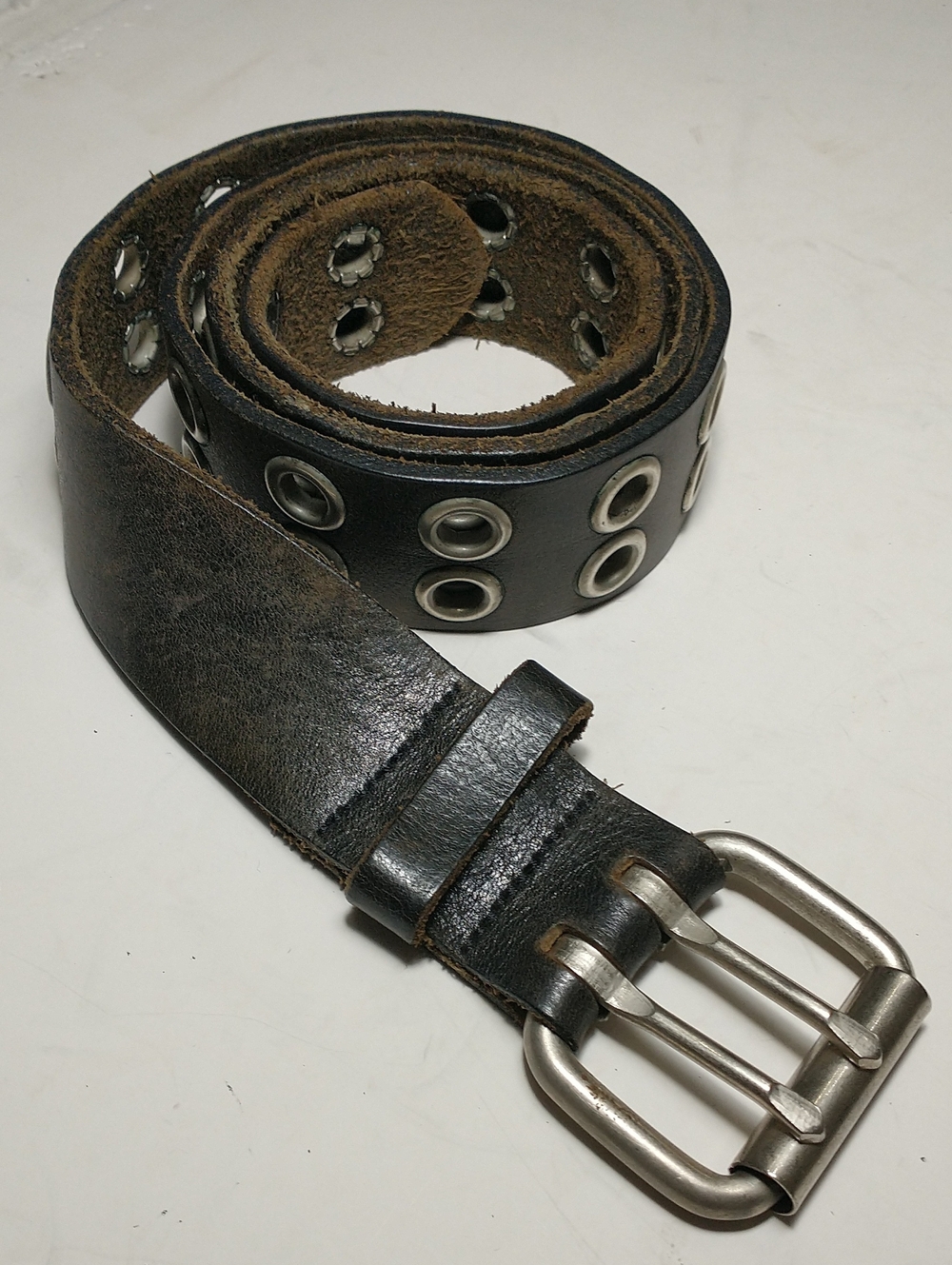 Leather Grommet Belt, Dark Brown, Women's Size M/L, Grunge, Artsy, Boho
